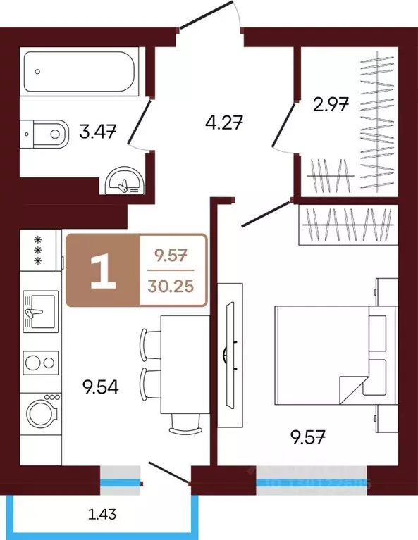 2-к кв. Башкортостан, Иглинский район, с. Акбердино  (49.33 м) - Фото 1