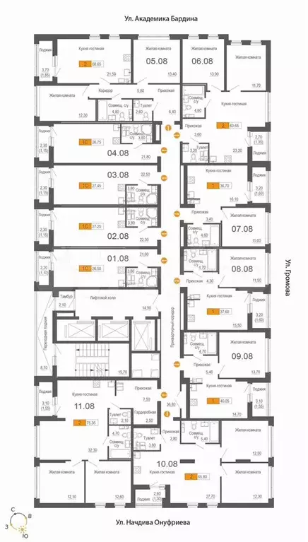 2-к. квартира, 60,7 м, 8/25 эт. - Фото 1