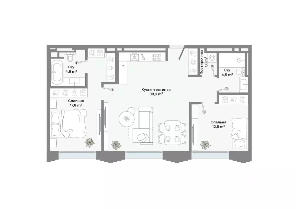 2-к кв. Москва Ленинский просп., 2 (79.8 м) - Фото 2