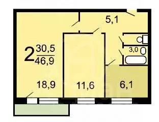 2-к кв. Москва ул. Алексея Дикого, 16А (46.9 м) - Фото 1