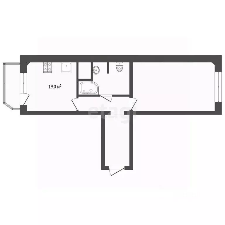 1-к кв. Тюменская область, Тюмень ул. Федюнинского, 58 (47.3 м) - Фото 2