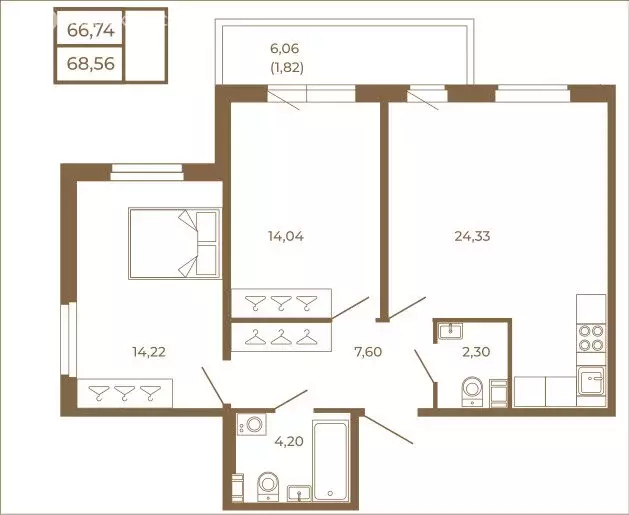 2-комнатная квартира: Сертолово, Златоглавая улица, 2к2 (68.56 м) - Фото 1
