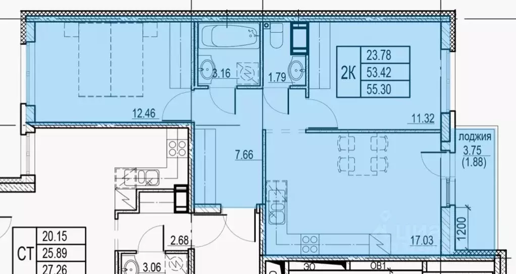 2-к кв. Ленинградская область, Мурино Всеволожский район, ул. ... - Фото 1