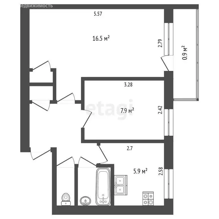 2-комнатная квартира: Печоры, площадь Победы, 4 (38.1 м) - Фото 1