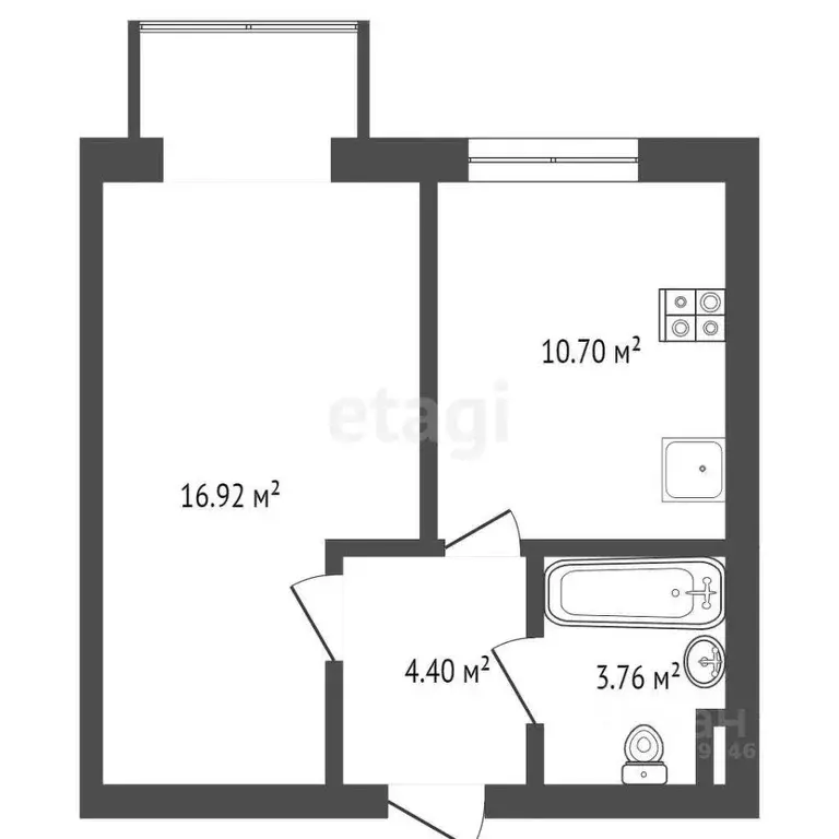 1-к кв. Краснодарский край, Краснодар ул. Лиссабонская, 109к27 (36.5 ... - Фото 1