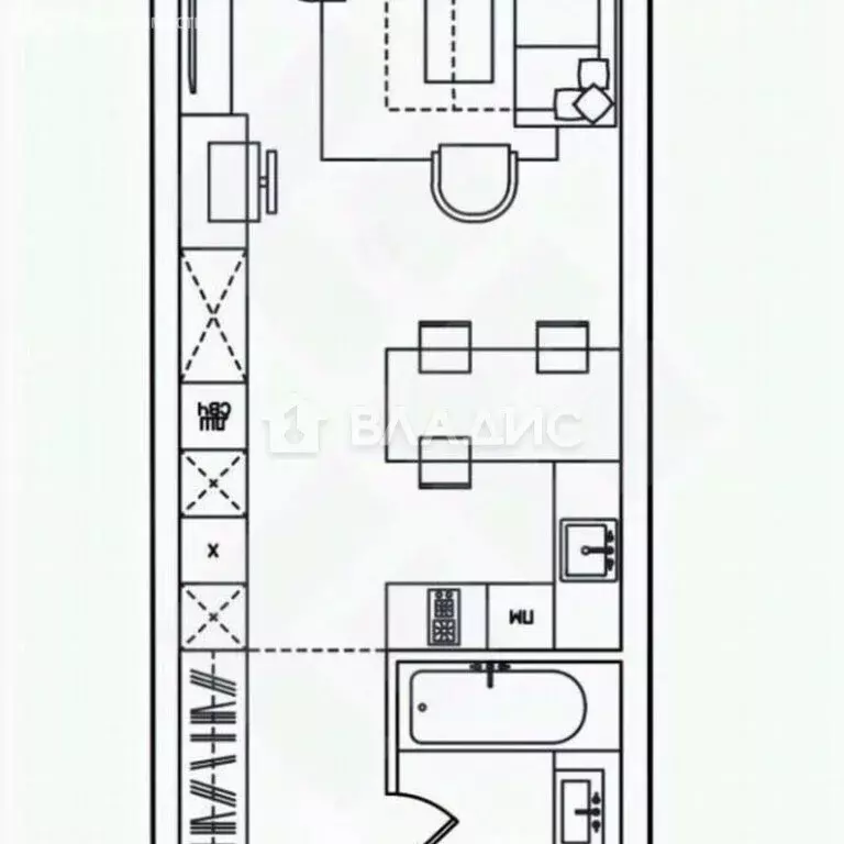 Квартира-студия: Москва, проспект Академика Сахарова, 7 (44.6 м) - Фото 1