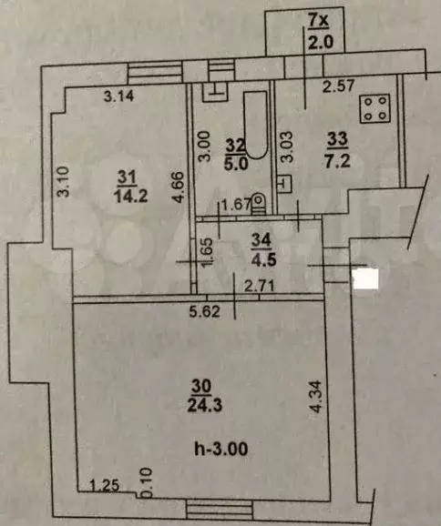 2-к. квартира, 56 м, 2/5 эт. - Фото 0