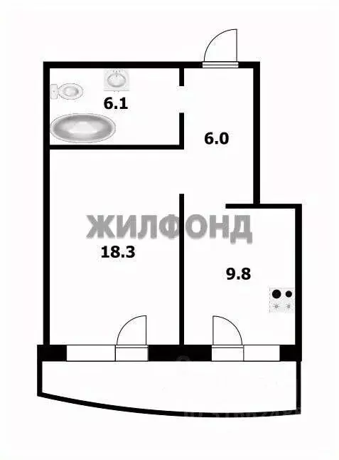 Квартира, 1 комната, 47.7 м - Фото 0