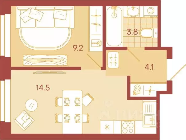 1-к кв. Пензенская область, Пенза ул. Минская, 25 (31.6 м) - Фото 0