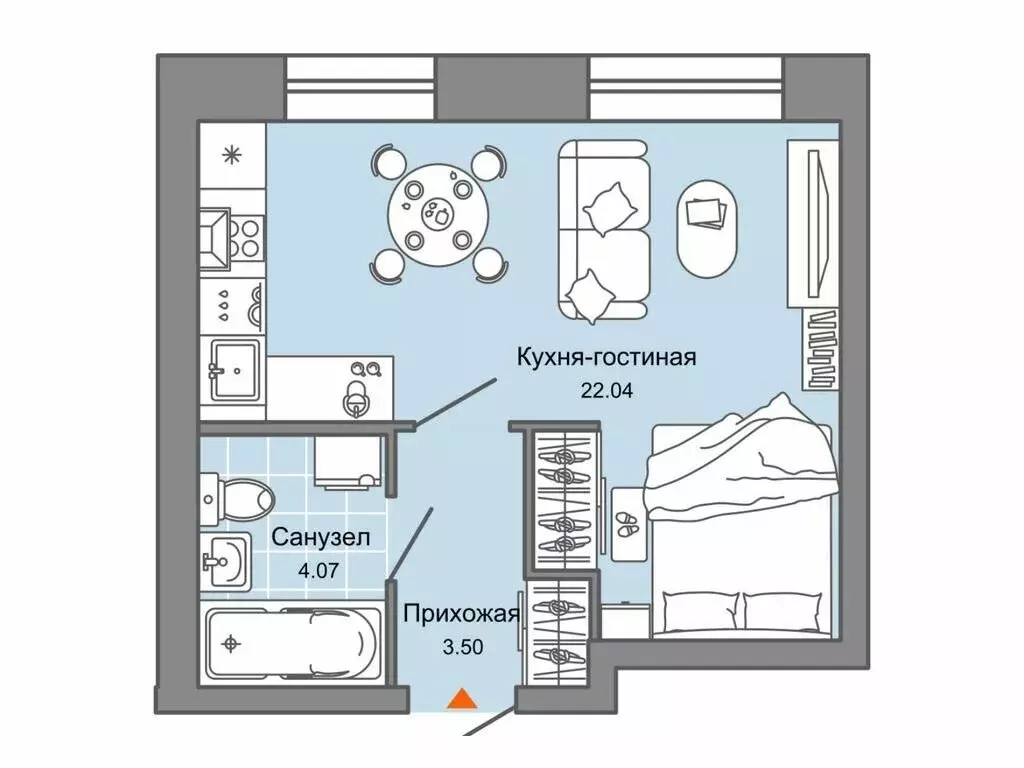 Квартира-студия: Ульяновск, жилой комплекс Город Новаторов, 1 (30 м) - Фото 0