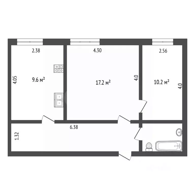 2-к кв. Белгородская область, Белгород ул. Щорса, 18 (48.0 м) - Фото 2