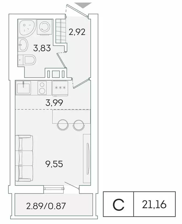 Квартира-студия: Мурино, Графская улица, 6к1 (20.3 м) - Фото 1