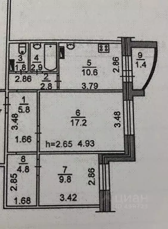 2-к кв. Московская область, Егорьевск ул. Механизаторов, 57к1 (56.0 м) - Фото 2