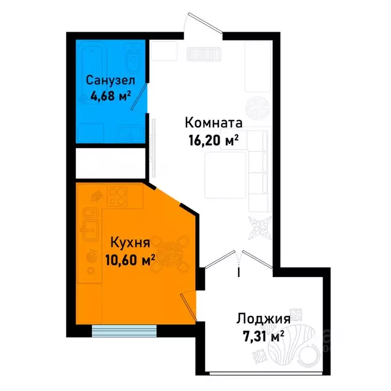 1-к кв. Крым, Черноморское пгт ул. Евпаторийская, уч1 (38.79 м) - Фото 1