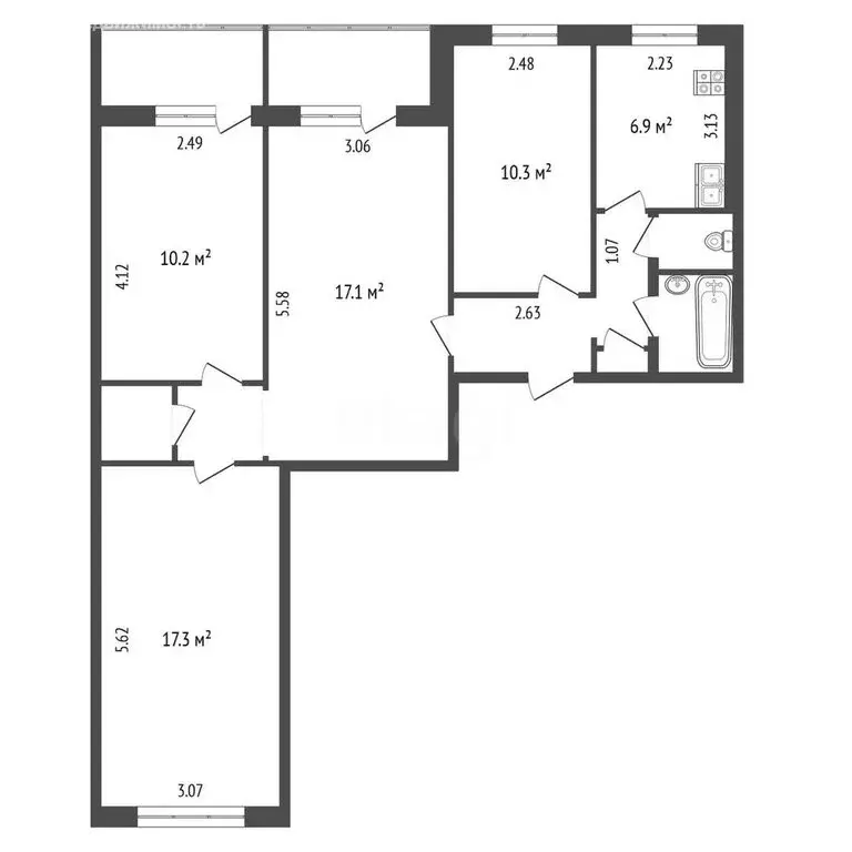 4-комнатная квартира: Кемерово, проспект Ленина, 125 (74.2 м) - Фото 0