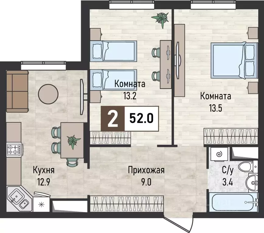 2-к кв. Ставропольский край, Железноводск городской округ, пос. ... - Фото 1