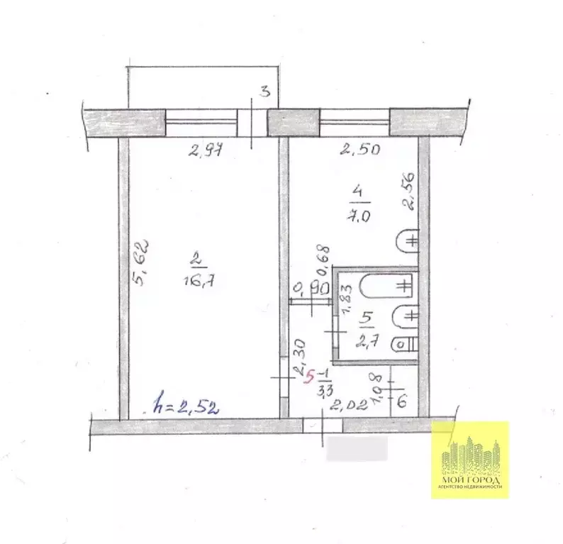 1-к кв. Ханты-Мансийский АО, Пыть-Ях 1-й Центральный мкр, 3 (30.3 м) - Фото 2