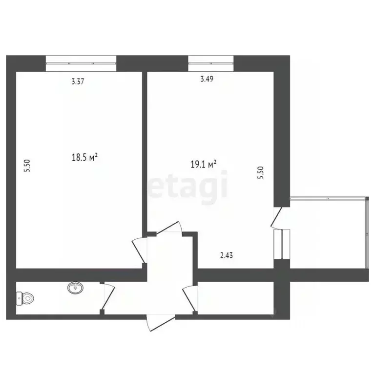 1-к кв. Татарстан, Набережные Челны Цветочный бул., 17Г (42.3 м) - Фото 2