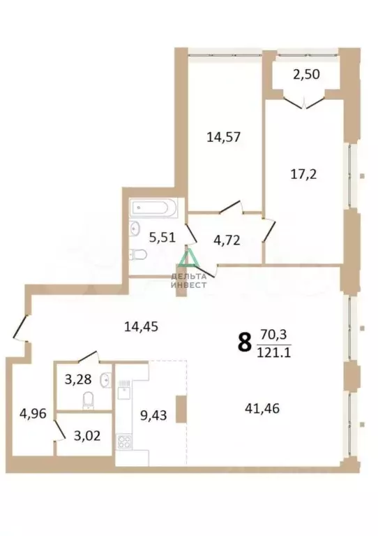 3-к кв. Башкортостан, Уфа ул. Ленина, 75 (122.0 м) - Фото 2