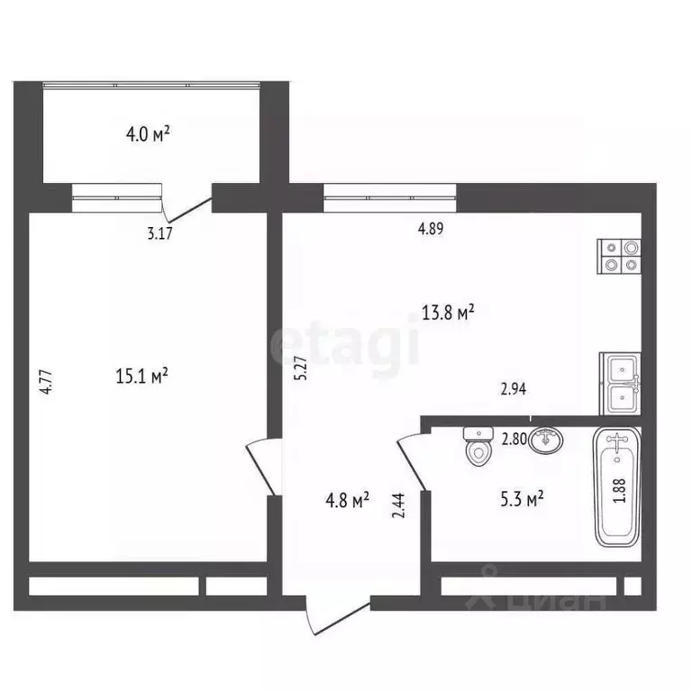 1-к кв. Тюменская область, Тюмень ул. Муравленко, 9к1 (39.0 м) - Фото 2