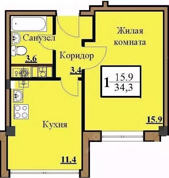 1-к кв. Ставропольский край, Ессентуки Северный мкр,  (34.3 м) - Фото 0