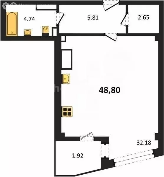 Квартира-студия: Севастополь, улица Лётчиков, 10 (48.8 м) - Фото 1