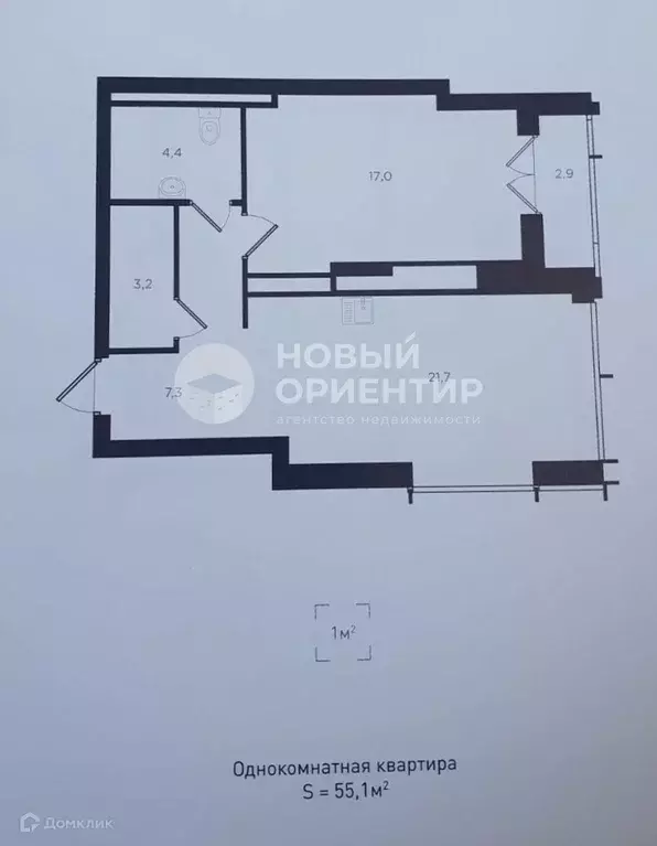 Продаётся 1-к квартира, 55.5 м - Фото 1