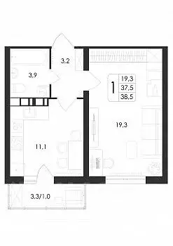 1-к кв. Воронежская область, Новоусманский район, пос. Отрадное ул. ... - Фото 1