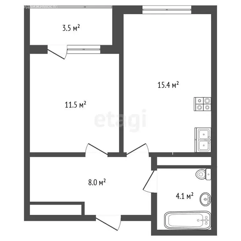 1-комнатная квартира: Восход, улица Авроры, 77 (42.4 м) - Фото 1