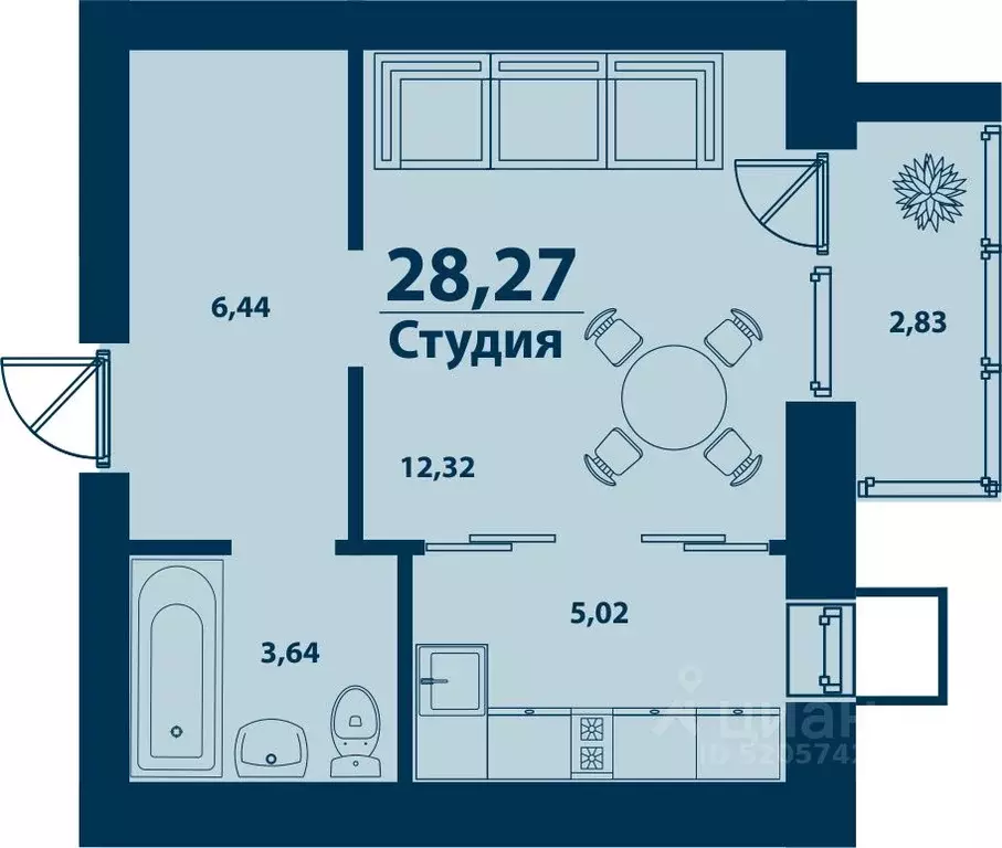 Студия Башкортостан, Уфа ул. Ивана Спатара, 18 (28.27 м) - Фото 1