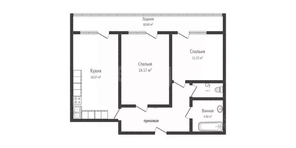 2-к кв. Краснодарский край, Краснодар 9-й километр мкр, ул. ... - Фото 2