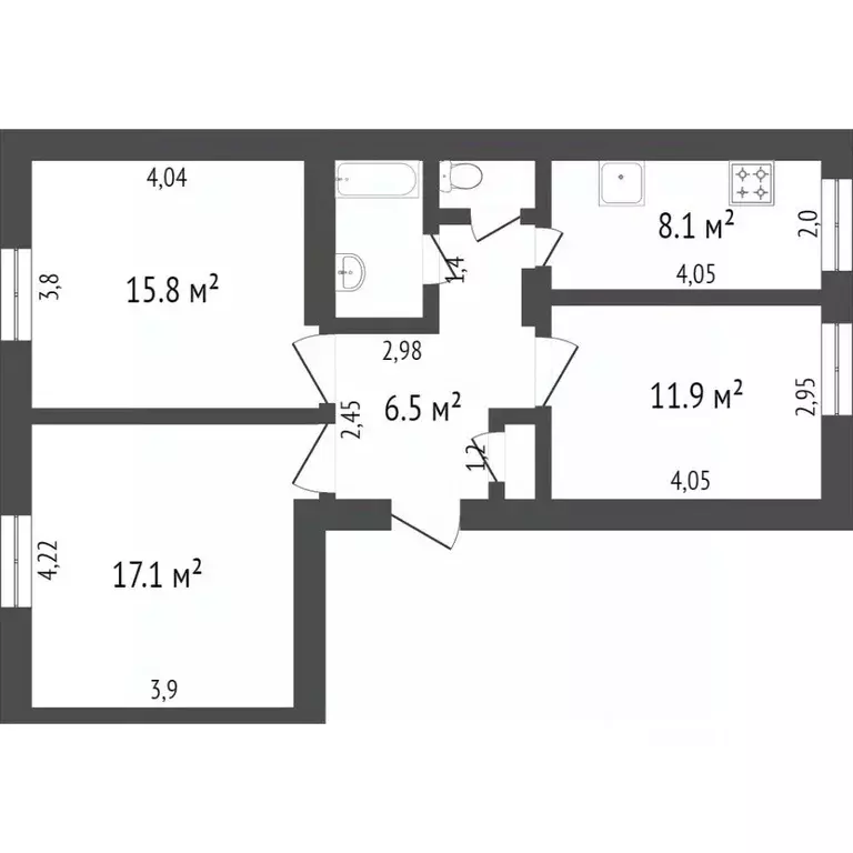 3-к кв. Бурятия, Улан-Удэ ул. Боевая, 8 (67.0 м) - Фото 1
