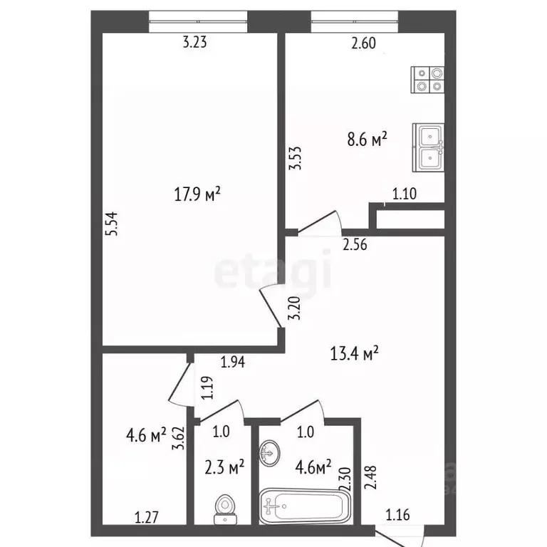 1-к кв. Мордовия, Саранск ул. Богдана Хмельницкого, 40 (51.4 м) - Фото 1