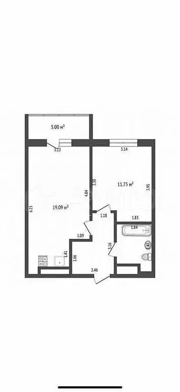 1-комнатная квартира: Тюмень, улица Фармана Салманова, 8 (43 м) - Фото 2