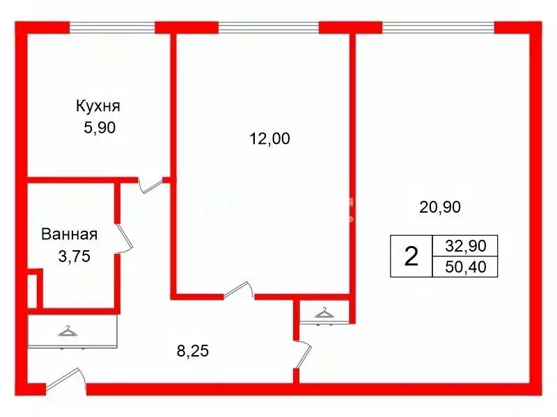 2-к кв. Санкт-Петербург ул. Громова, 12 (50.4 м) - Фото 1