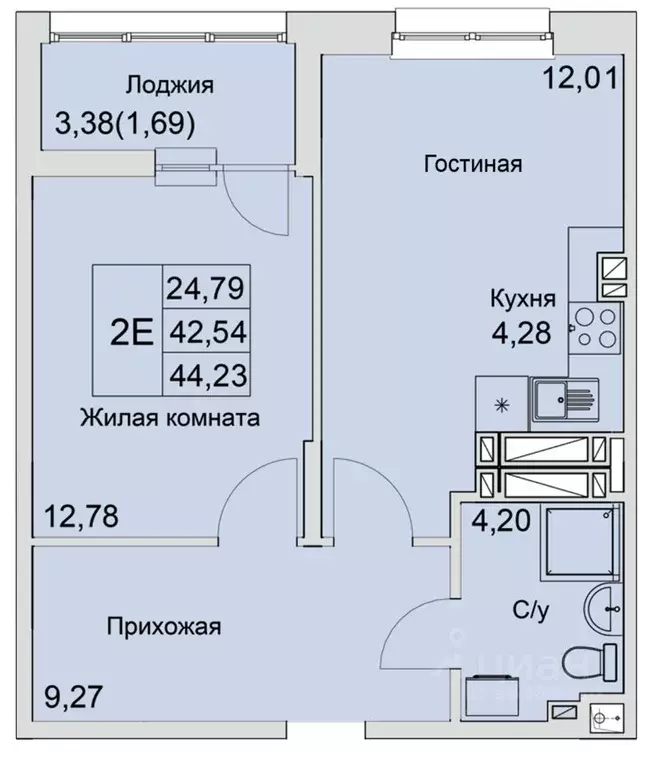 2-к кв. Ростовская область, Батайск  (44.23 м) - Фото 0