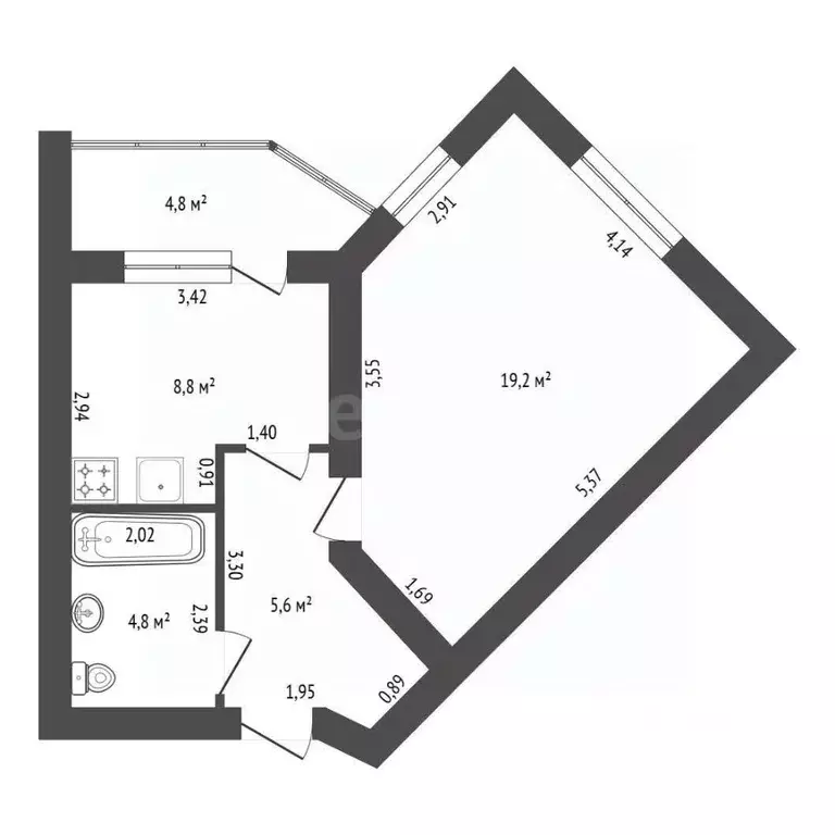 1-к кв. Башкортостан, Уфа ул. Георгия Мушникова, 21/4 (38.4 м) - Фото 2