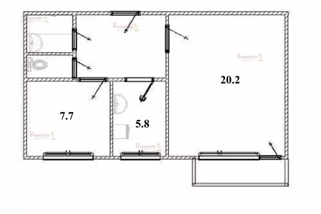 2-комнатная квартира: Екатеринбург, улица Начдива Онуфриева, 30 (42.4 ... - Фото 1