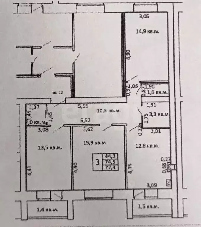 3-к кв. Костромская область, Кострома Жужелинская ул., 30 (76.0 м) - Фото 2