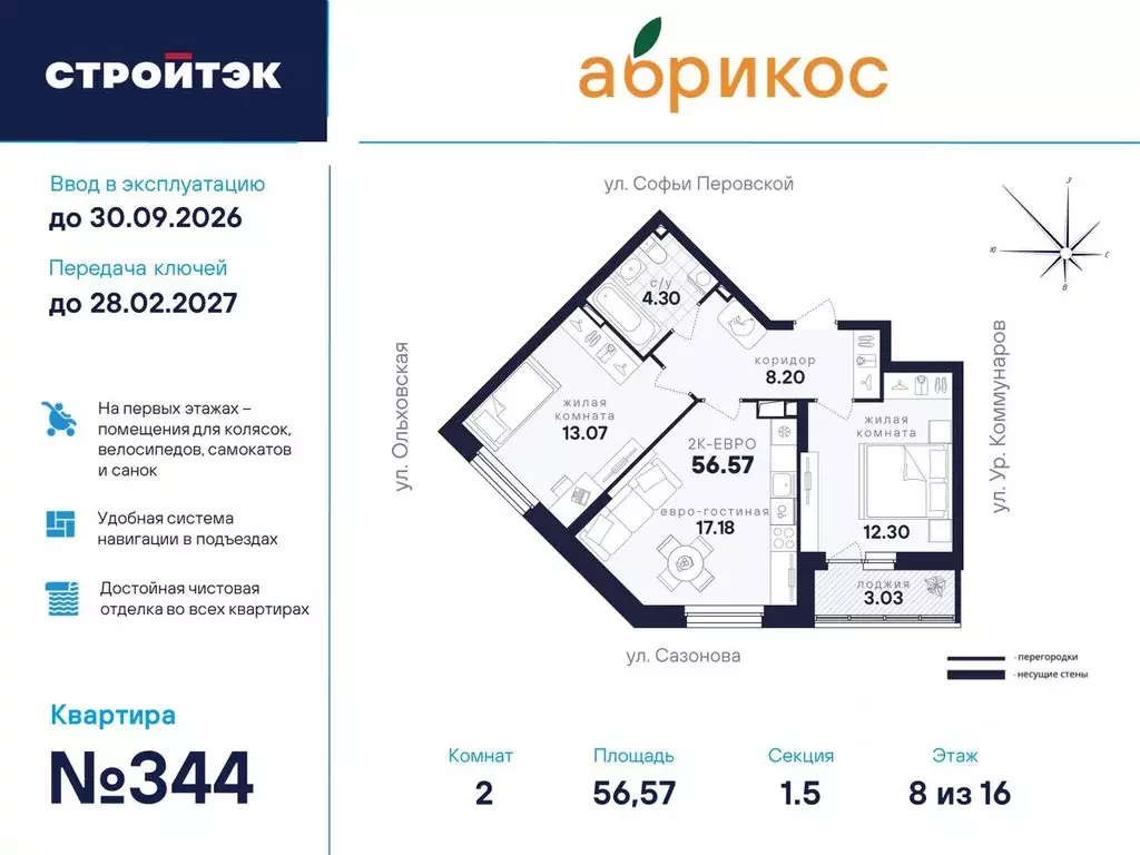 2-к кв. Свердловская область, Екатеринбург ул. Софьи Перовской, 106А ... - Фото 0