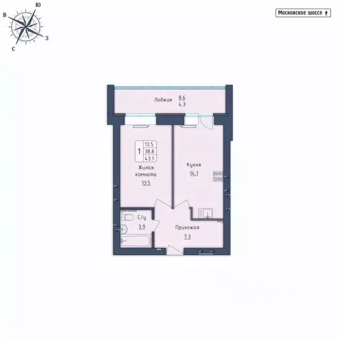 1-к кв. Орловская область, Орел Московское ш., 7Б (43.1 м) - Фото 0