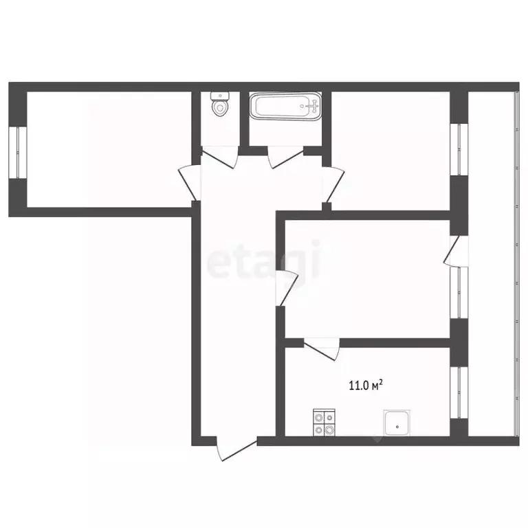 3-к кв. Владимирская область, Муром ул. Филатова, 7 (60.7 м) - Фото 1
