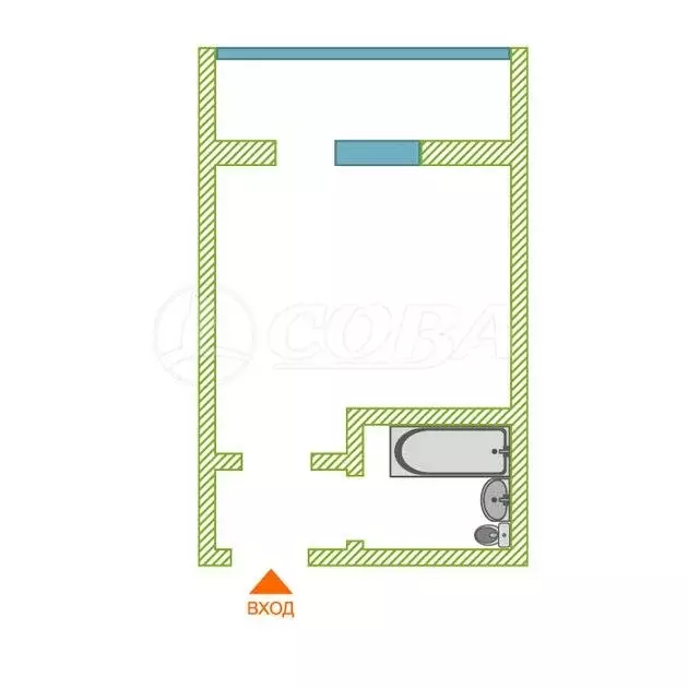 Квартира-студия: Тюмень, улица Седова, 64А (21 м) - Фото 1