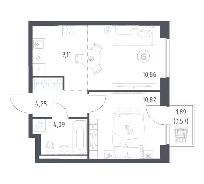 1-комнатная квартира: Ленинский городской округ, ЖК Новое Видное, 18.2 ... - Фото 1