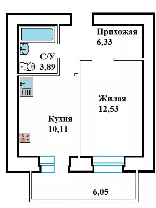 1-к кв. Орловская область, Орел ул. Бурова, 50 (34.68 м) - Фото 1