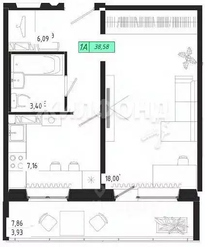 1-к кв. Томская область, Томск тракт Иркутский, 185 (39.0 м) - Фото 0