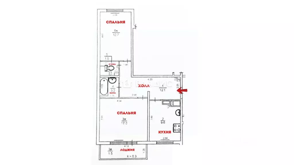 2-к кв. Калининградская область, Калининград ул. Левитана, 58к3 (56.1 ... - Фото 2