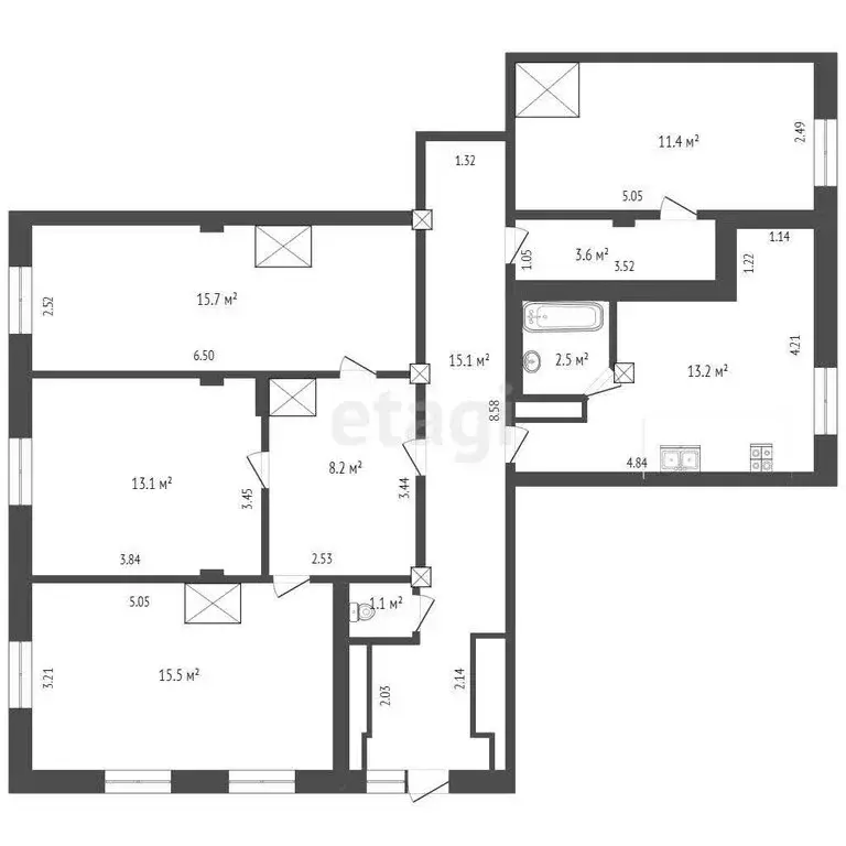 4-комнатная квартира: Севастополь, улица Щербака, 22 (109.1 м) - Фото 0