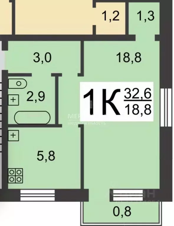 1-к кв. Нижегородская область, Нижний Новгород ул. Крылова, 2 (31.8 м) - Фото 2