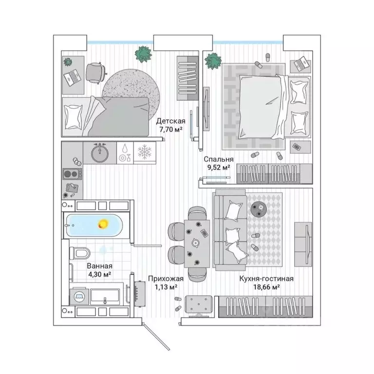 2-к кв. Приморский край, Владивосток ул. Нейбута (42.2 м) - Фото 1